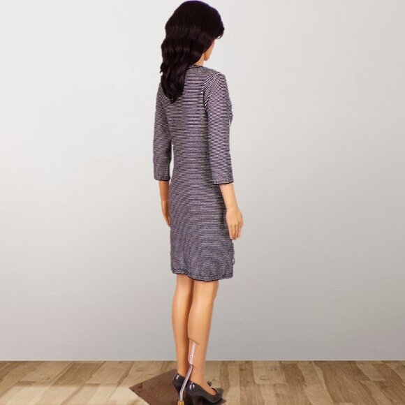 GINA BENOTTI size S black/white 3/4-sleeve embroidered knit dress - Picture 4 of 11